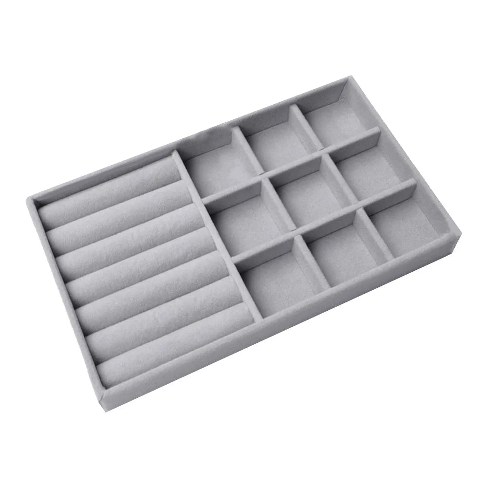 Velvet Jewelry Display Tray Case Hot Sale Stackable Exquisite Jewellery Storage Holder Boxes Portable Ring Earring Organizer Box