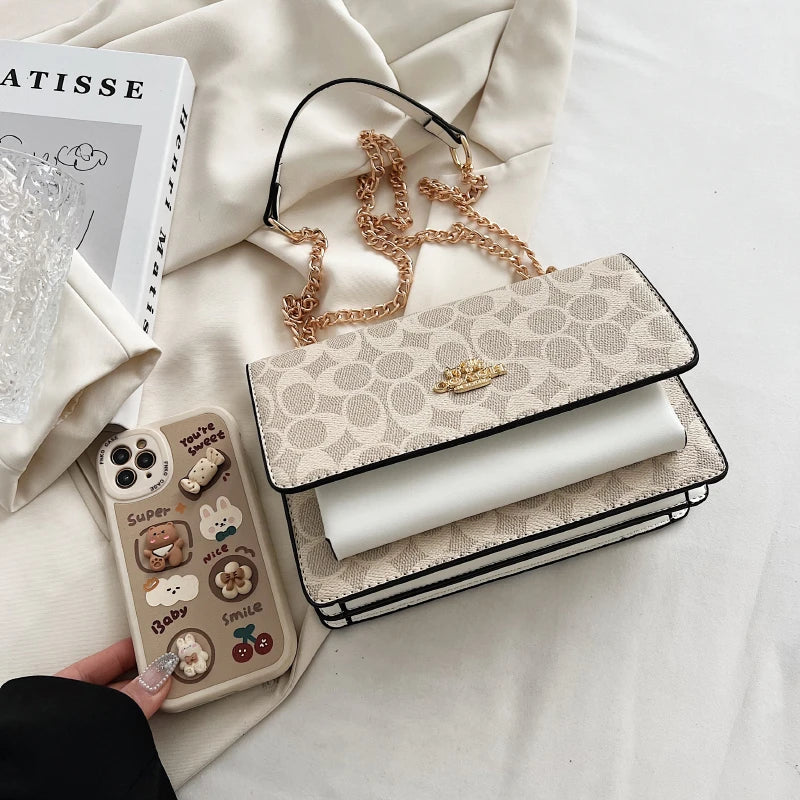 2025 New! Luxury - Brand Women's High - Quality Fashion Handbag - Chain - Strap Multi - Compartment Small Square Bag in European