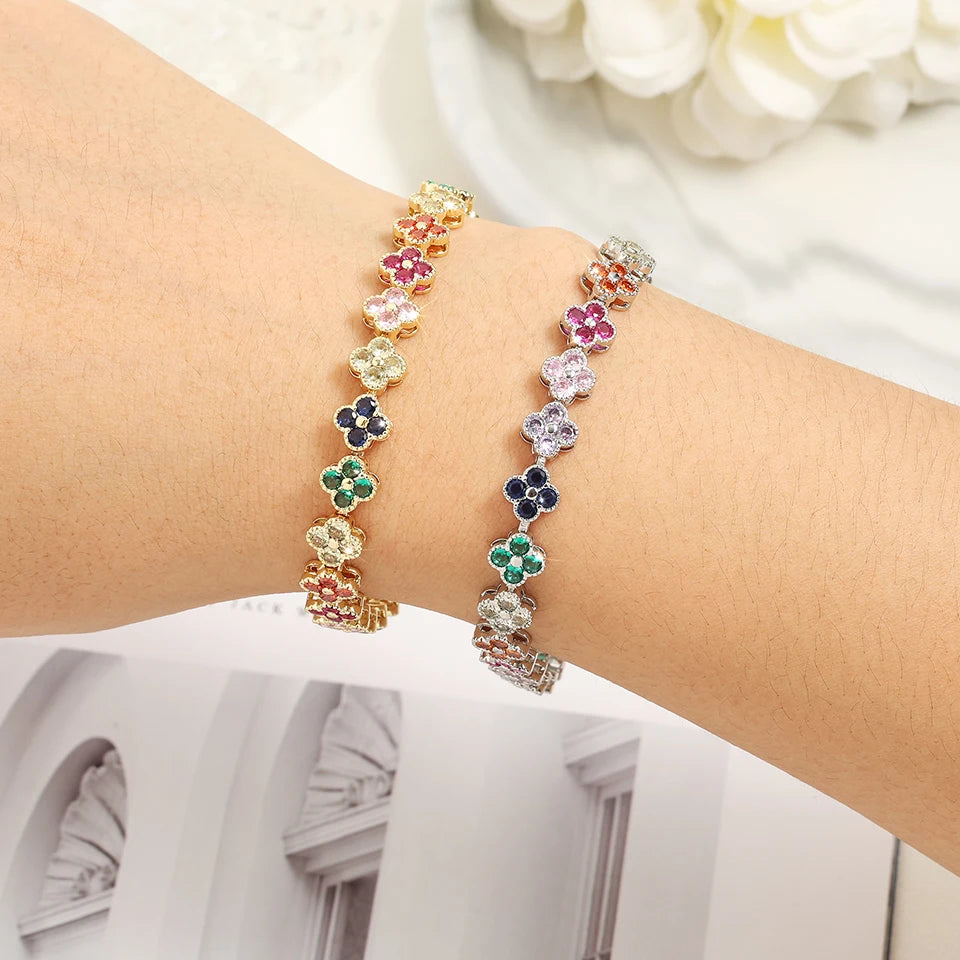 Exquisite, Cute, Sweet, Sparkling Crystal Jewelry Gift Piece, Rainbow Colored Lilac Zircon Bracelet, Fashionable Charm, Gorgeous