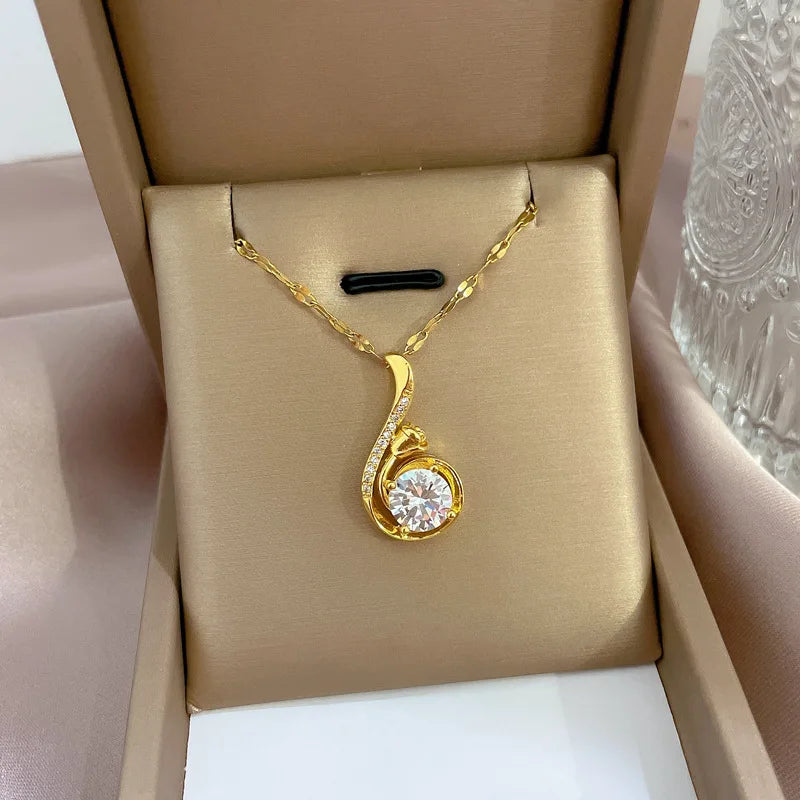 Accessories jewelry for women Pendant necklace Golden Stainless Steel Chain clavicle Link cheap items with free shipping