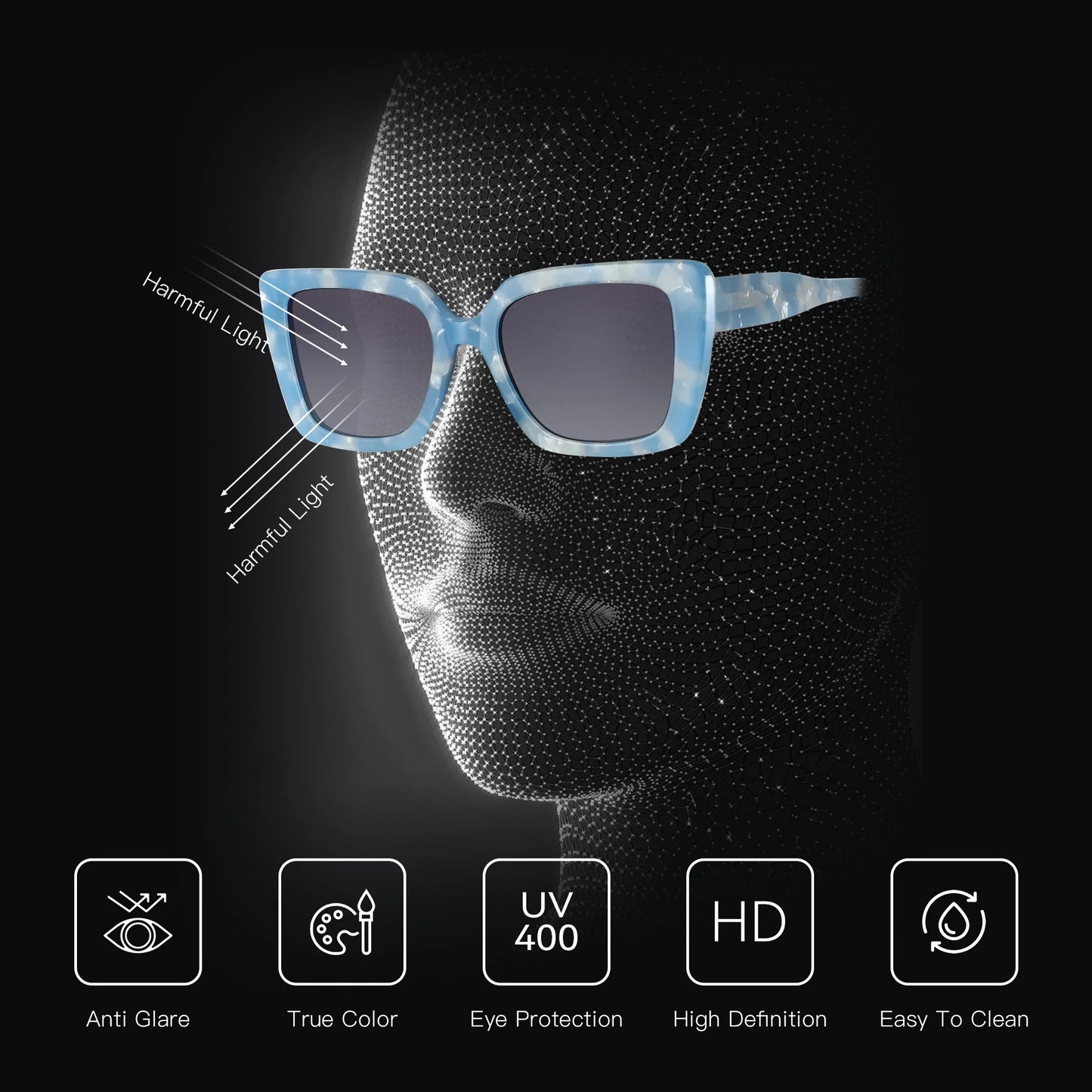 ZENOTTIC 2025 Square Polarized Sunglasses Women Thick Frame UV400 Protection Acetate Sun Glasses for Ladies Shopping Gift
