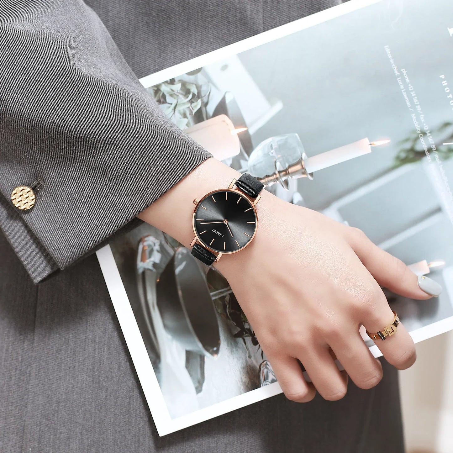 NIBOSI 2025 Watch Women Fashion Casual Leather Belt Watches Simple Ladies Round Dial Quartz Wristwatches Dress Relogio Feminino