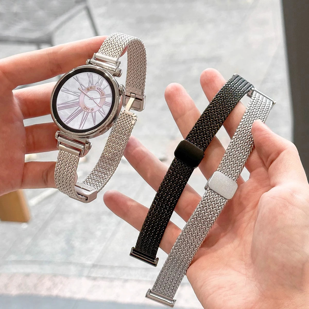 For Garmin Lily 2 Watch Strap Metal Wheatear Wheat Ear Magnetic