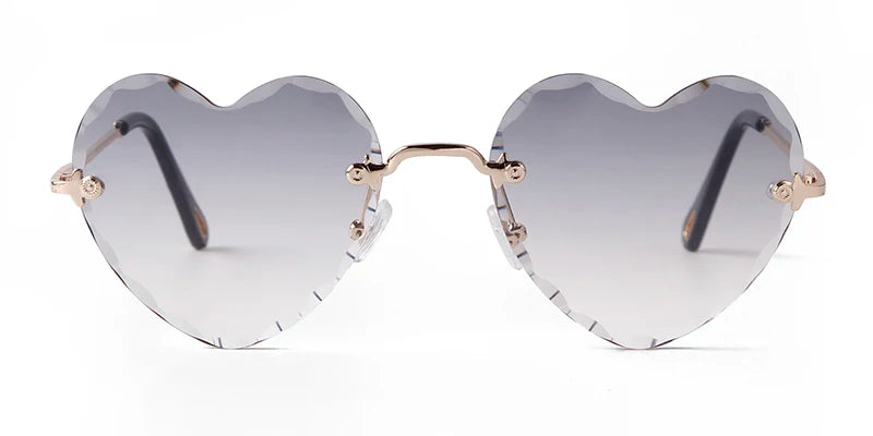 Love Heart Shaped Sunglasses Women Brand Design 2025 Rimless Cat Eye Frame 90S Sun Glasses Clear Lens Gradient Shades Gift S335