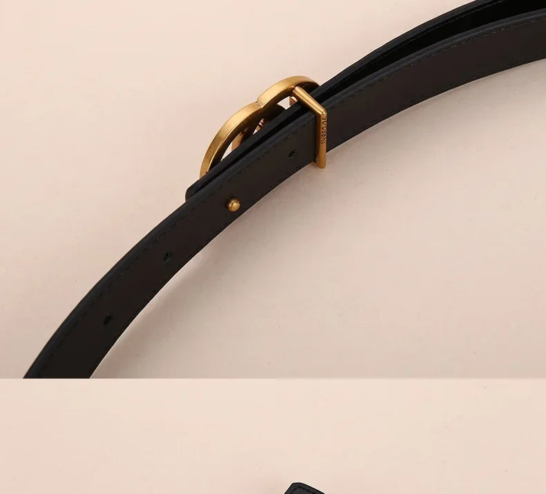 Women's Casual Denim Buckle Decorative Waistband for Students Top Quality Leather Belt Versatile Simple Style Female Accessories