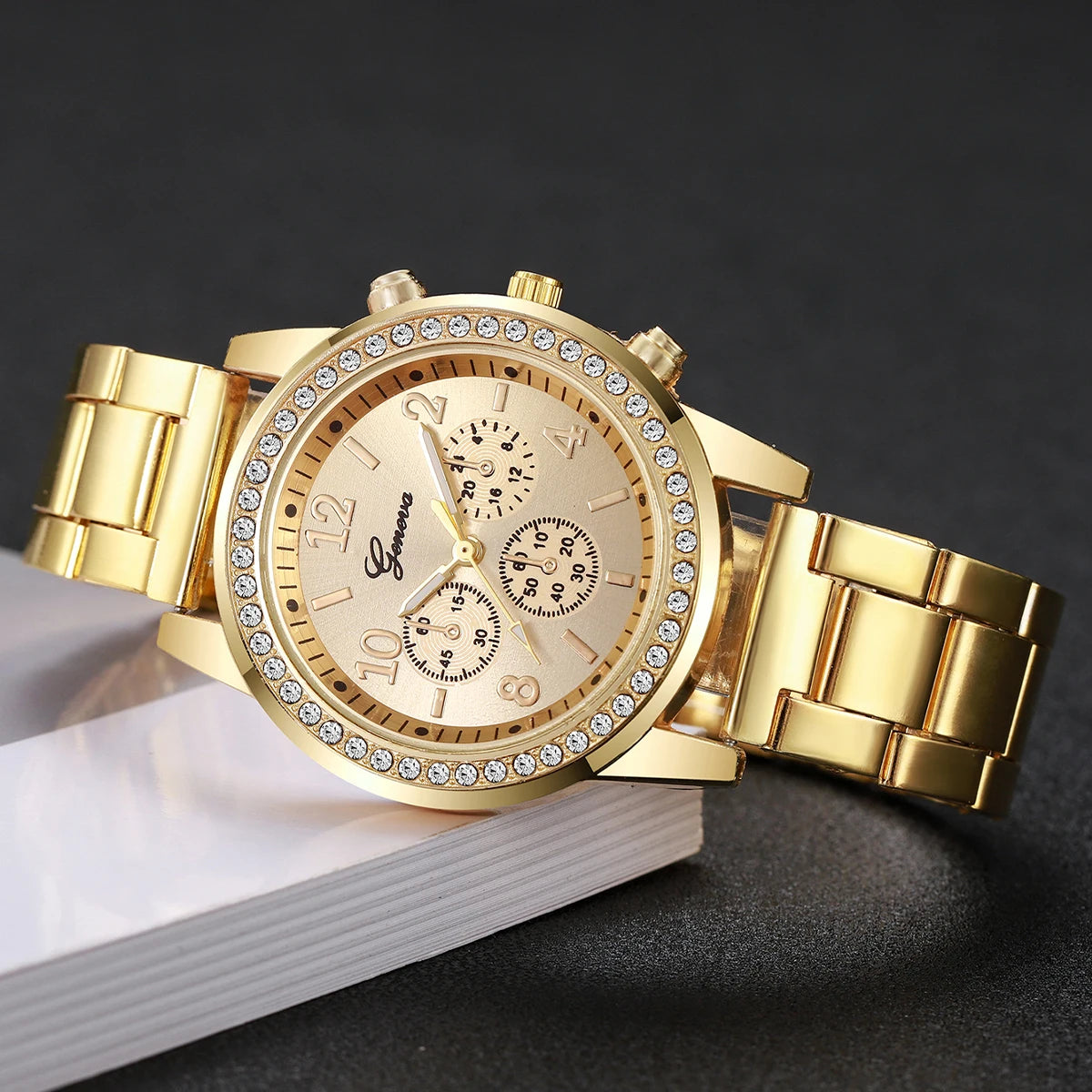 Fashion Rhinestone Women Watches Ladies Alloy Band Arabic Dial Analog Quartz Wrist Watches(Without Box)