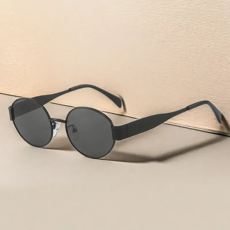 Ladies Classic Vintage New Oval Frame Metal Sunglasses Retro Steampunk Cat Eye Sunglasses UV400 Sunscreen Eyewear for Women