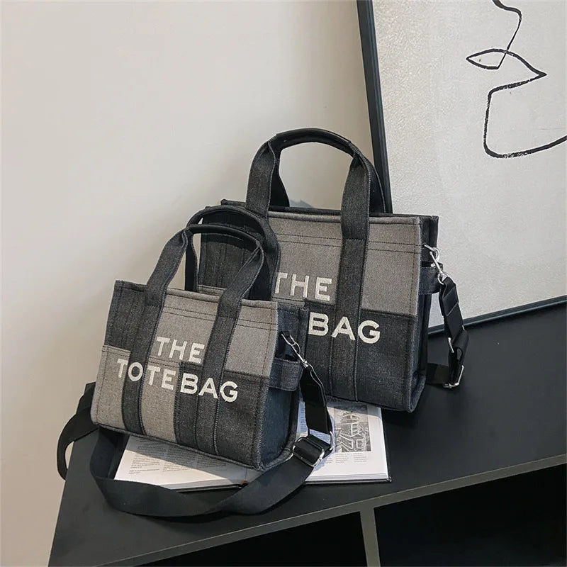 Fashion Popular Women's Tote Bag Trend Brand Denim Embroidery Crossbody Bag Classic Elegant Shoulder Bag Designer Luxury Handbag
