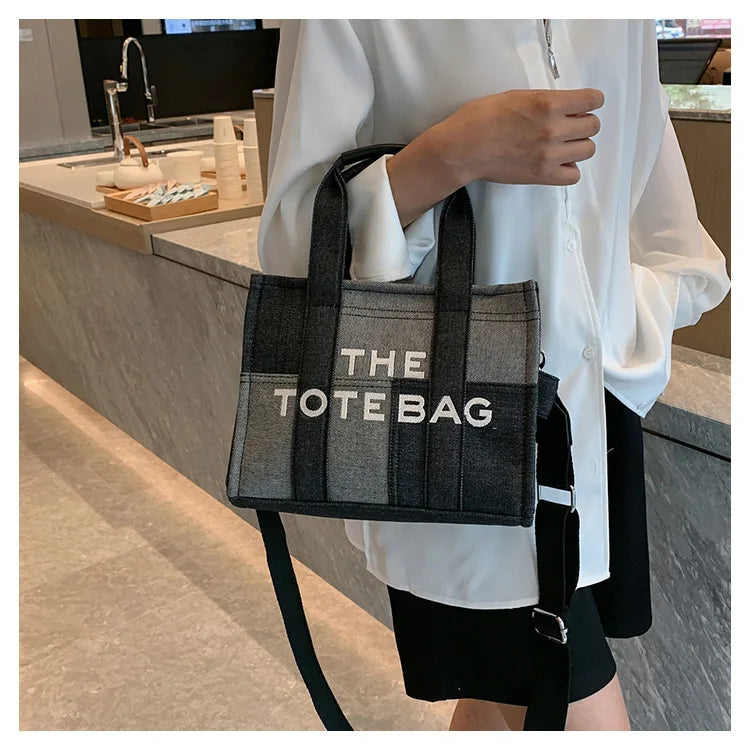 Fashion Popular Women's Tote Bag Trend Brand Denim Embroidery Crossbody Bag Classic Elegant Shoulder Bag Designer Luxury Handbag