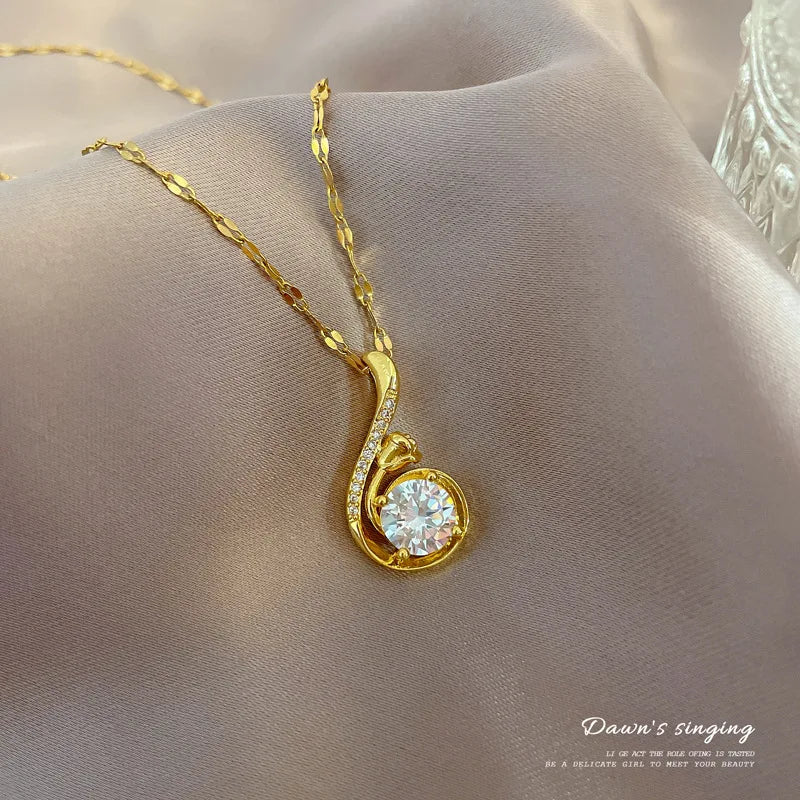 Accessories jewelry for women Pendant necklace Golden Stainless Steel Chain clavicle Link cheap items with free shipping