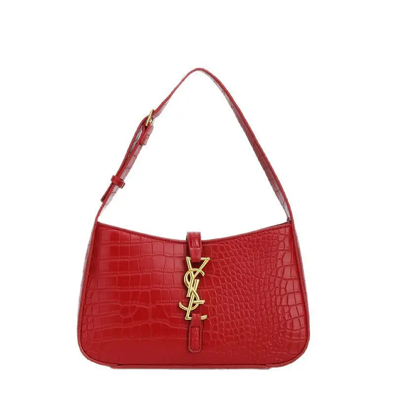 Fashion Stone Pattern Baguette Bag Is Popular This Year, Women's Fashion Trend PU Handbag Casual Shoulder Armpit Bag