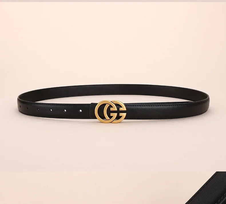 Women's Casual Denim Buckle Decorative Waistband for Students Top Quality Leather Belt Versatile Simple Style Female Accessories