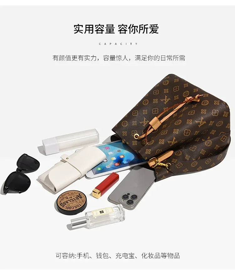 2025 New Shoulder Textured Bucket Bag Fashion Versatile Handbag Premium Women's Crossbody Bag