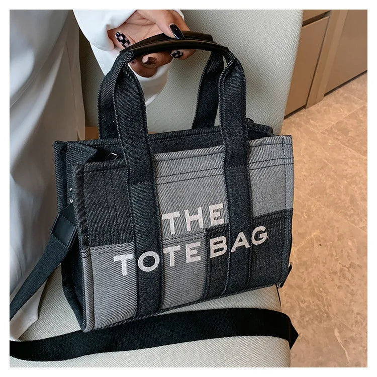 Fashion Popular Women's Tote Bag Trend Brand Denim Embroidery Crossbody Bag Classic Elegant Shoulder Bag Designer Luxury Handbag