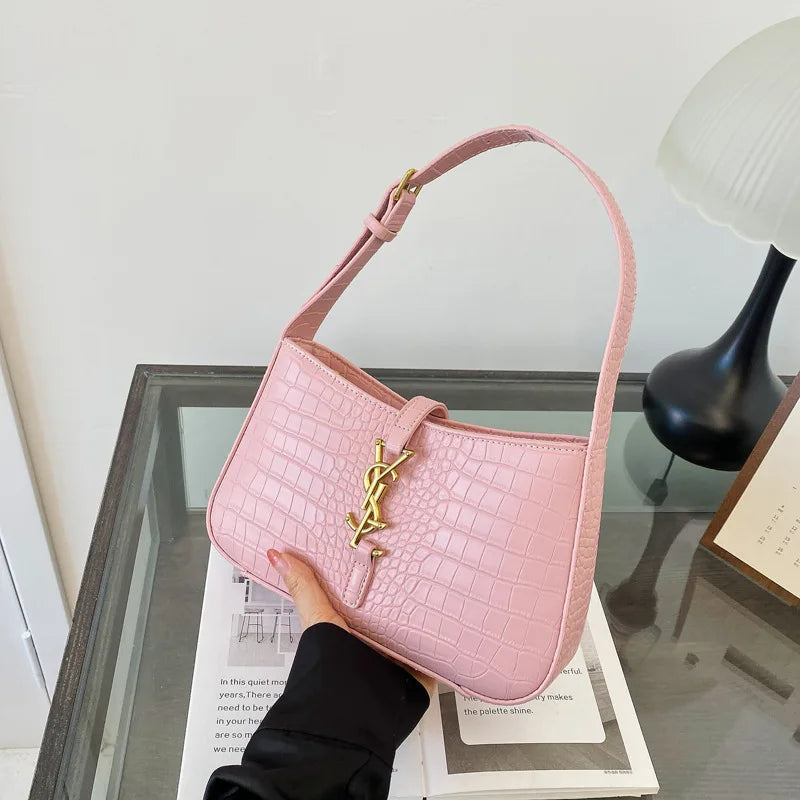 Fashion Stone Pattern Baguette Bag Is Popular This Year, Women's Fashion Trend PU Handbag Casual Shoulder Armpit Bag