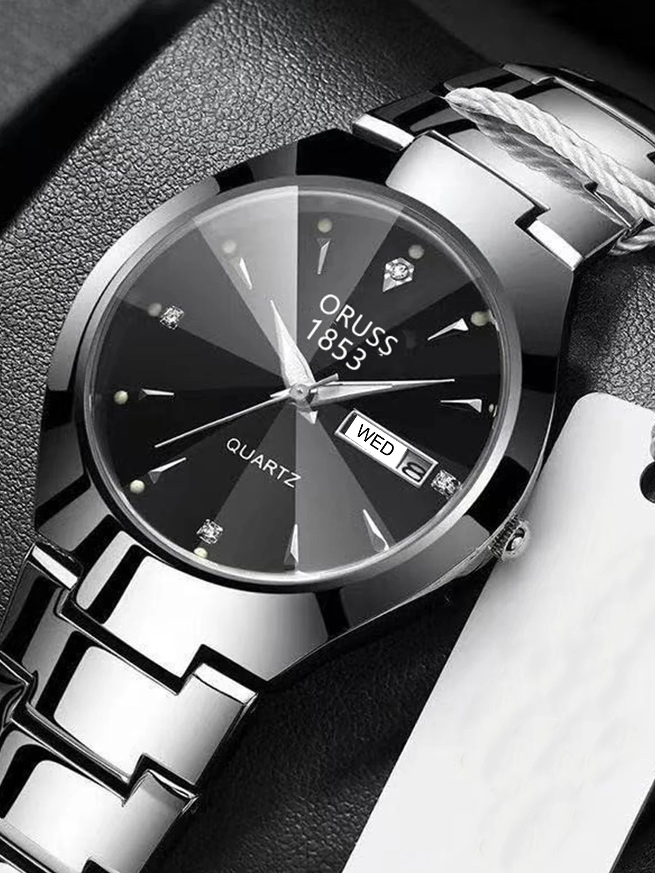 ORUSS Relogio Feminino Couple Watch Men Quartz watch for Lovers Luxury Womens wristwatch Week Display Stainless Steel Waterproof