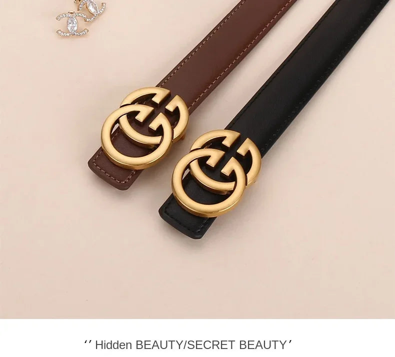 Women's Casual Denim Buckle Decorative Waistband for Students Top Quality Leather Belt Versatile Simple Style Female Accessories