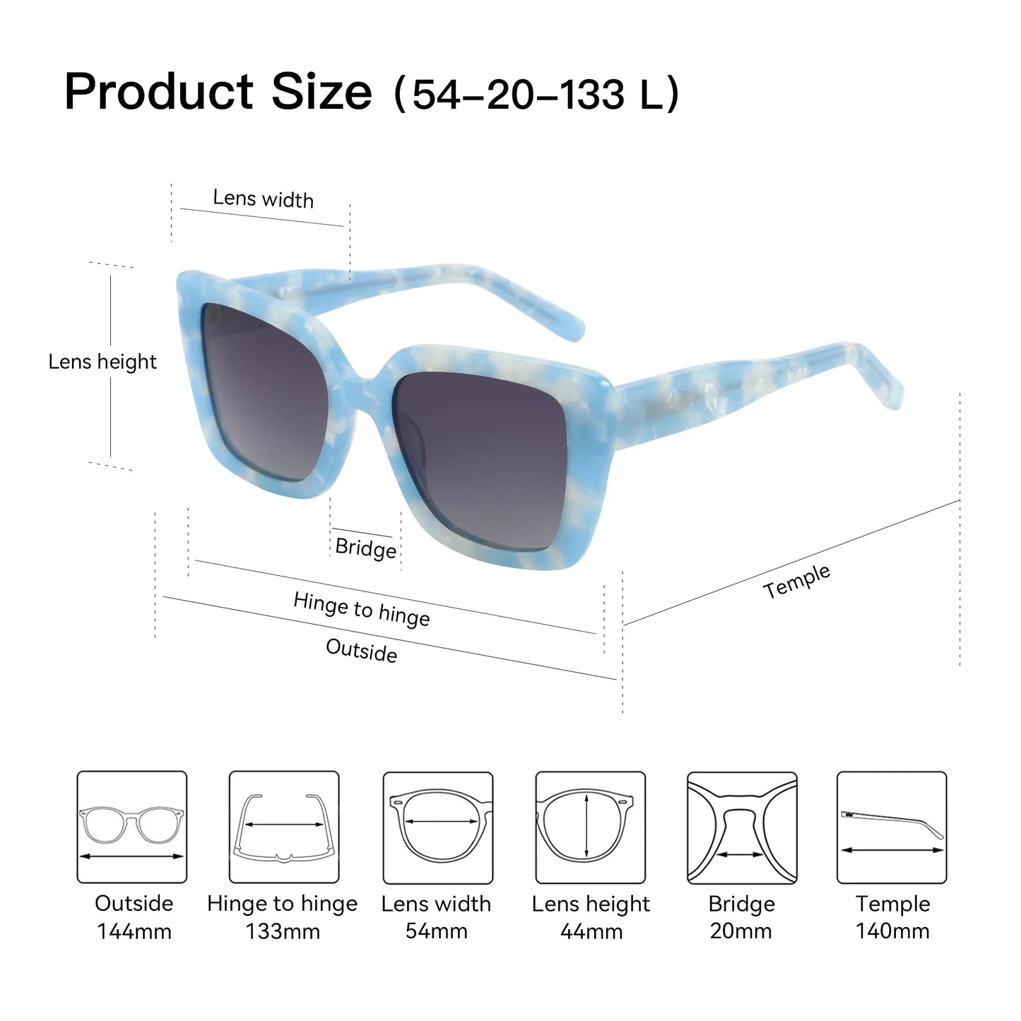 ZENOTTIC 2025 Square Polarized Sunglasses Women Thick Frame UV400 Protection Acetate Sun Glasses for Ladies Shopping Gift