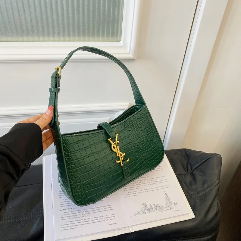 Fashion Stone Pattern Baguette Bag Is Popular This Year, Women's Fashion Trend PU Handbag Casual Shoulder Armpit Bag