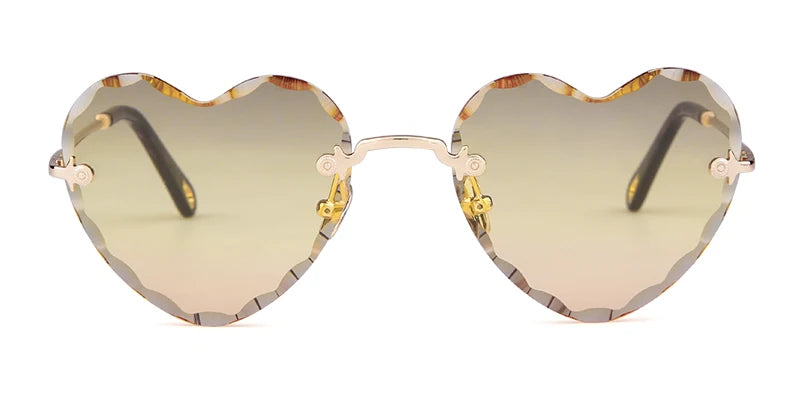 Love Heart Shaped Sunglasses Women Brand Design 2025 Rimless Cat Eye Frame 90S Sun Glasses Clear Lens Gradient Shades Gift S335