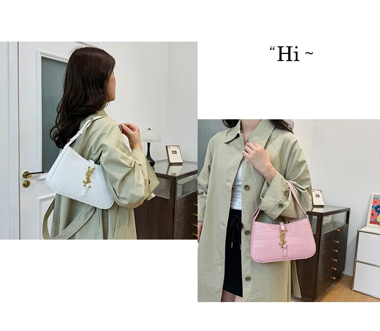 Fashion Stone Pattern Baguette Bag Is Popular This Year, Women's Fashion Trend PU Handbag Casual Shoulder Armpit Bag
