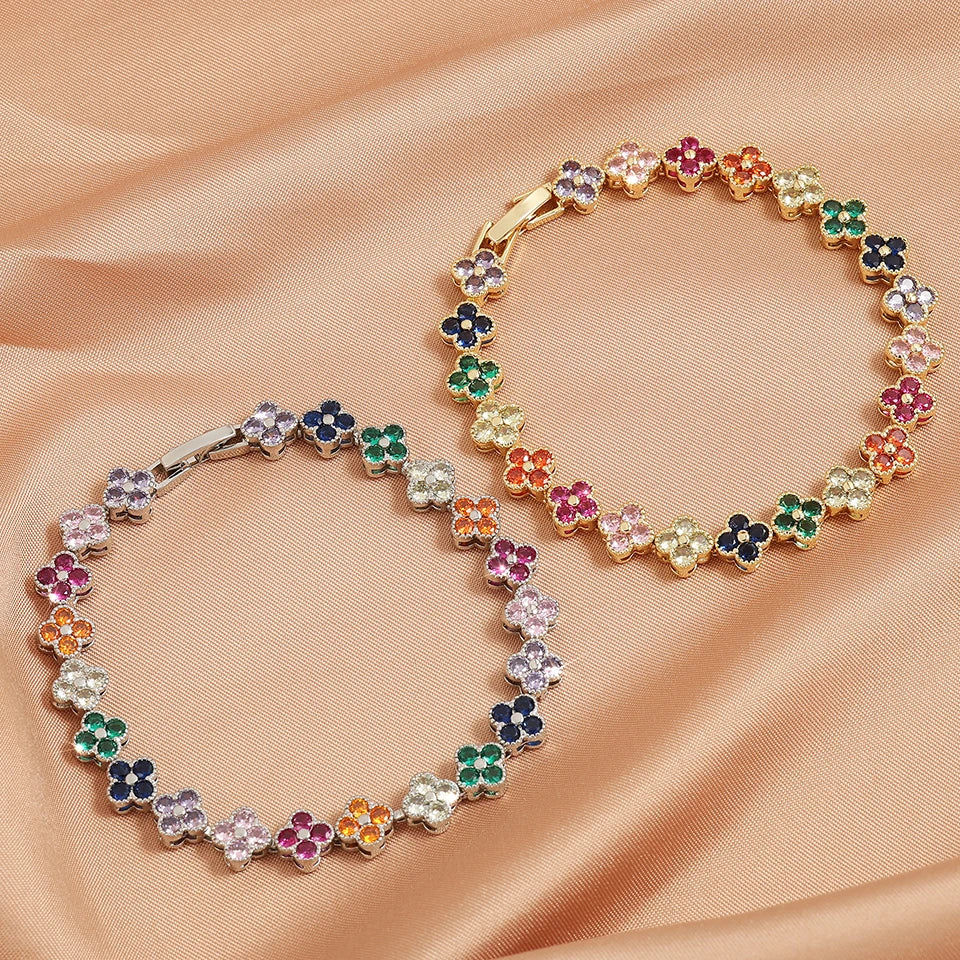 Exquisite, Cute, Sweet, Sparkling Crystal Jewelry Gift Piece, Rainbow Colored Lilac Zircon Bracelet, Fashionable Charm, Gorgeous