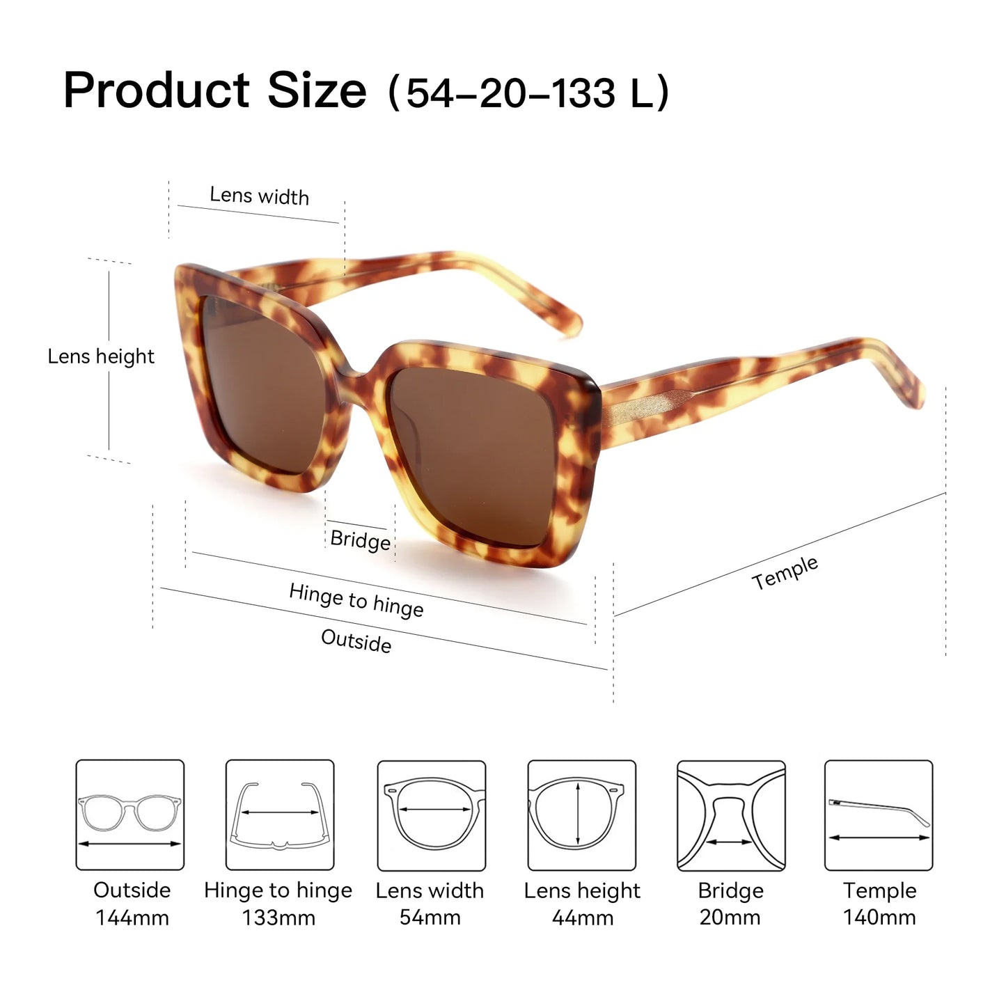 ZENOTTIC 2025 Square Polarized Sunglasses Women Thick Frame UV400 Protection Acetate Sun Glasses for Ladies Shopping Gift