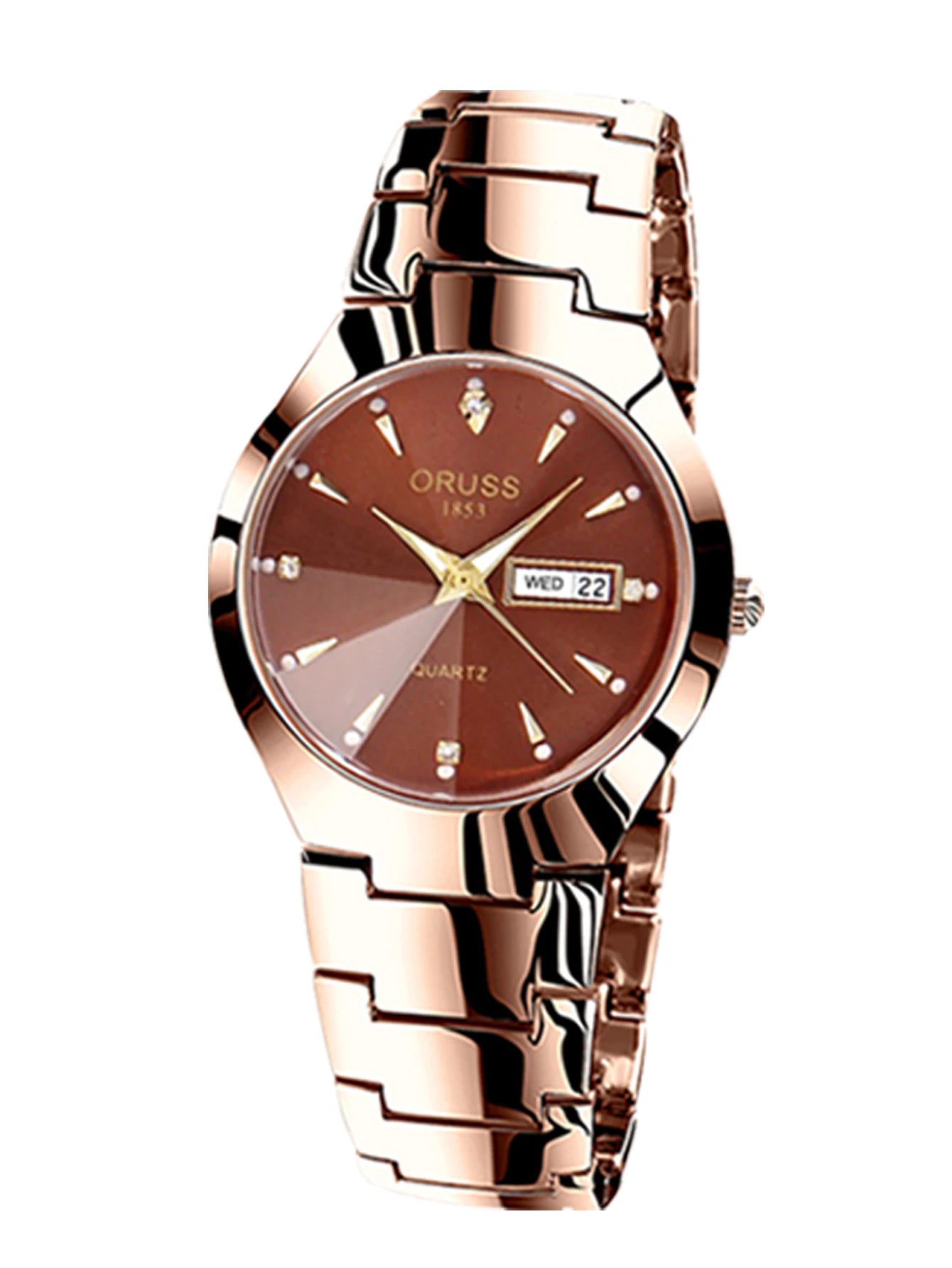 ORUSS Relogio Feminino Couple Watch Men Quartz watch for Lovers Luxury Womens wristwatch Week Display Stainless Steel Waterproof
