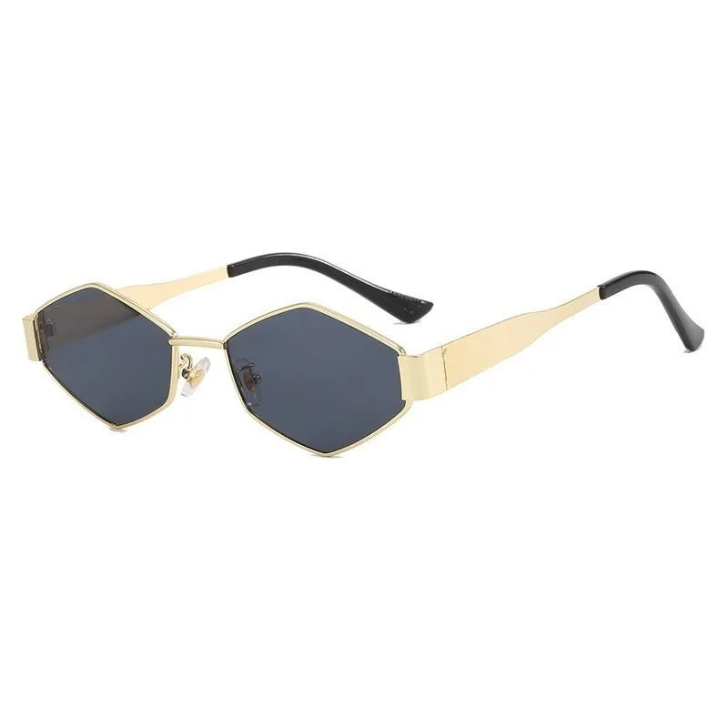 2 Pairs of Western Retro Wide Leg Cool Polygonal Street Fashion Decoration Oval Glasses with Metal Hinges
