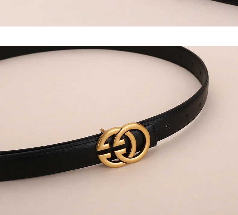 Women's Casual Denim Buckle Decorative Waistband for Students Top Quality Leather Belt Versatile Simple Style Female Accessories