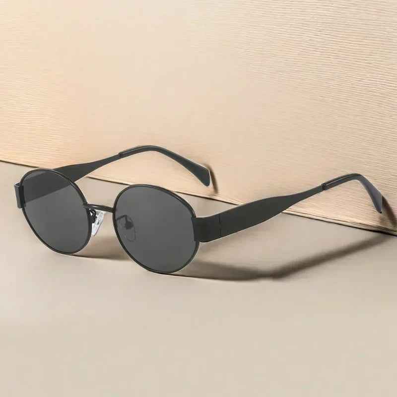 Ladies Classic Vintage New Oval Frame Metal Sunglasses Retro Steampunk Cat Eye Sunglasses UV400 Sunscreen Eyewear for Women