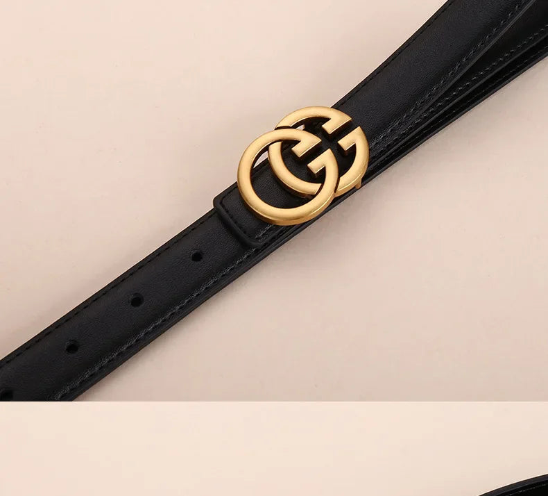 Women's Casual Denim Buckle Decorative Waistband for Students Top Quality Leather Belt Versatile Simple Style Female Accessories