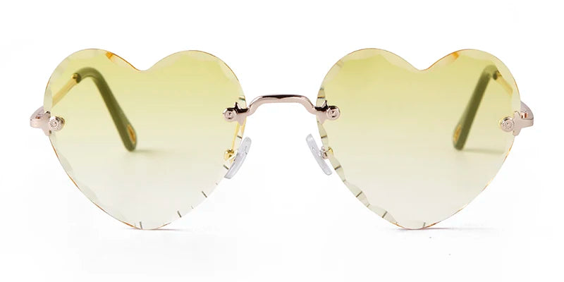 Love Heart Shaped Sunglasses Women Brand Design 2025 Rimless Cat Eye Frame 90S Sun Glasses Clear Lens Gradient Shades Gift S335