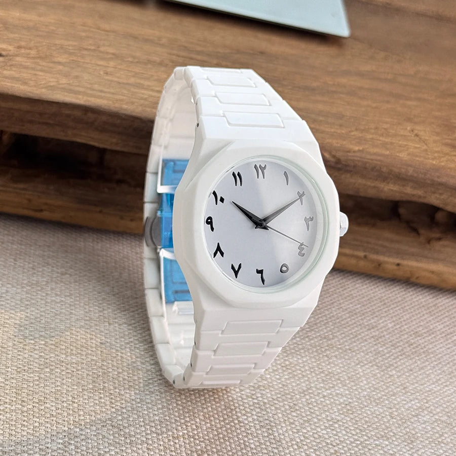 Hot sales in the Middle East high-end plastic men's watch with Arabic numerals neutral casual simple quartz watch