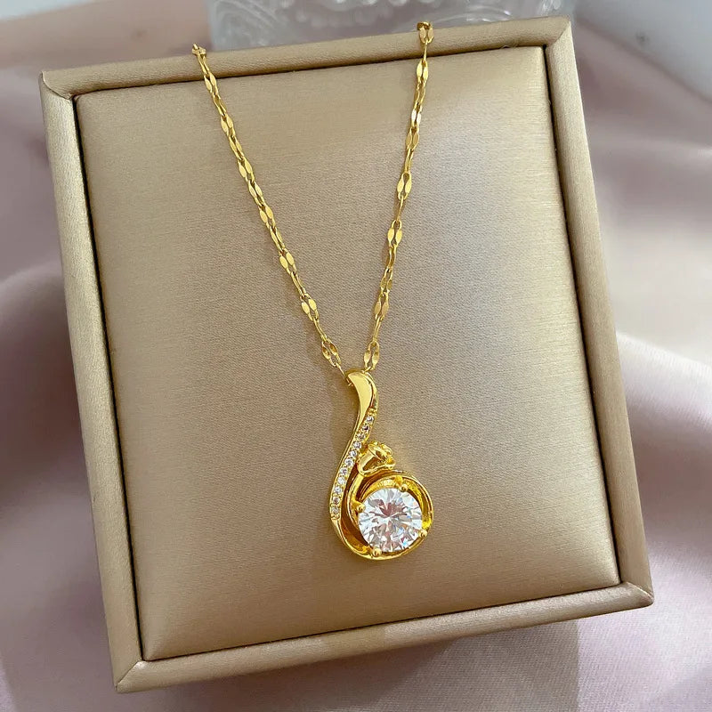 Accessories jewelry for women Pendant necklace Golden Stainless Steel Chain clavicle Link cheap items with free shipping