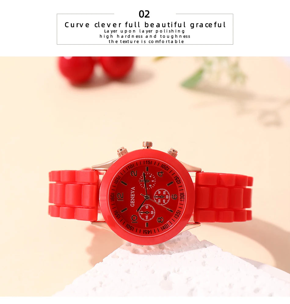 Reloj Mujer 2023 Fashion Women Watches Elegant Red Silicone Quartz Watch Luxury Ladies Clock Gift for Girls Relogio Feminino