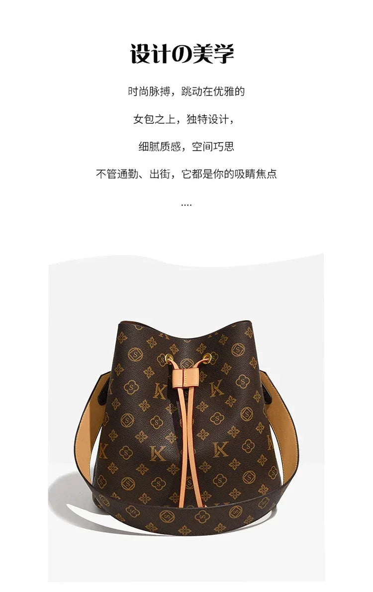 2025 New Shoulder Textured Bucket Bag Fashion Versatile Handbag Premium Women's Crossbody Bag