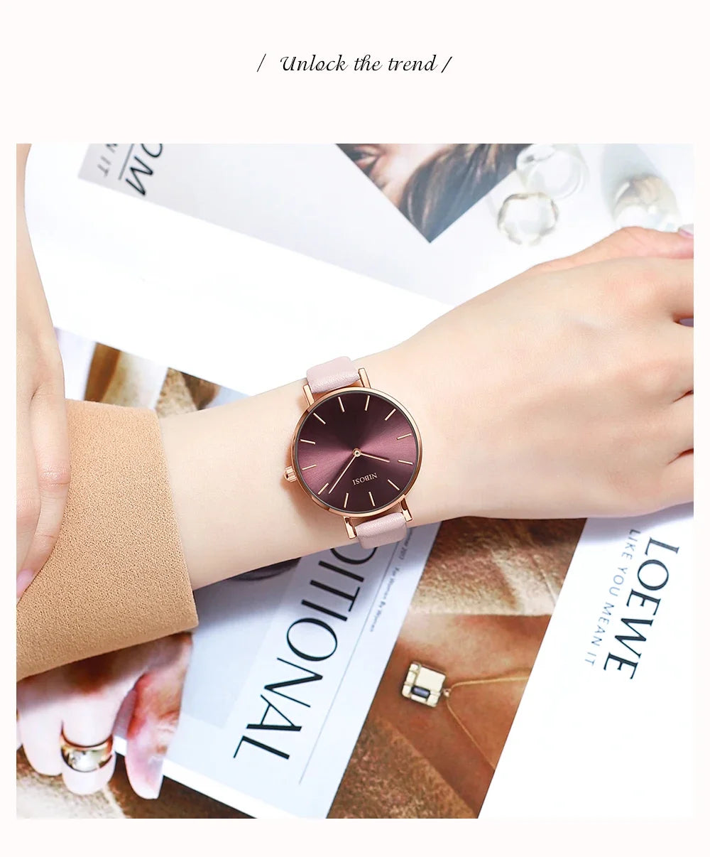 NIBOSI 2025 Watch Women Fashion Casual Leather Belt Watches Simple Ladies Round Dial Quartz Wristwatches Dress Relogio Feminino