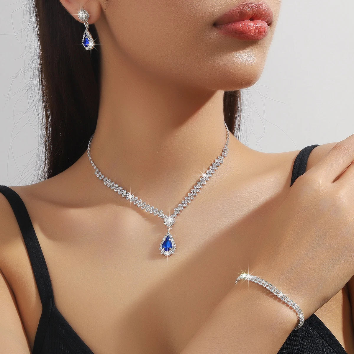 4 Pieces Of Women's Wedding Accessories, Earrings, Necklaces, Bracelets, Bridal Jewelry Sets, Banquet And Party Accessories-8071