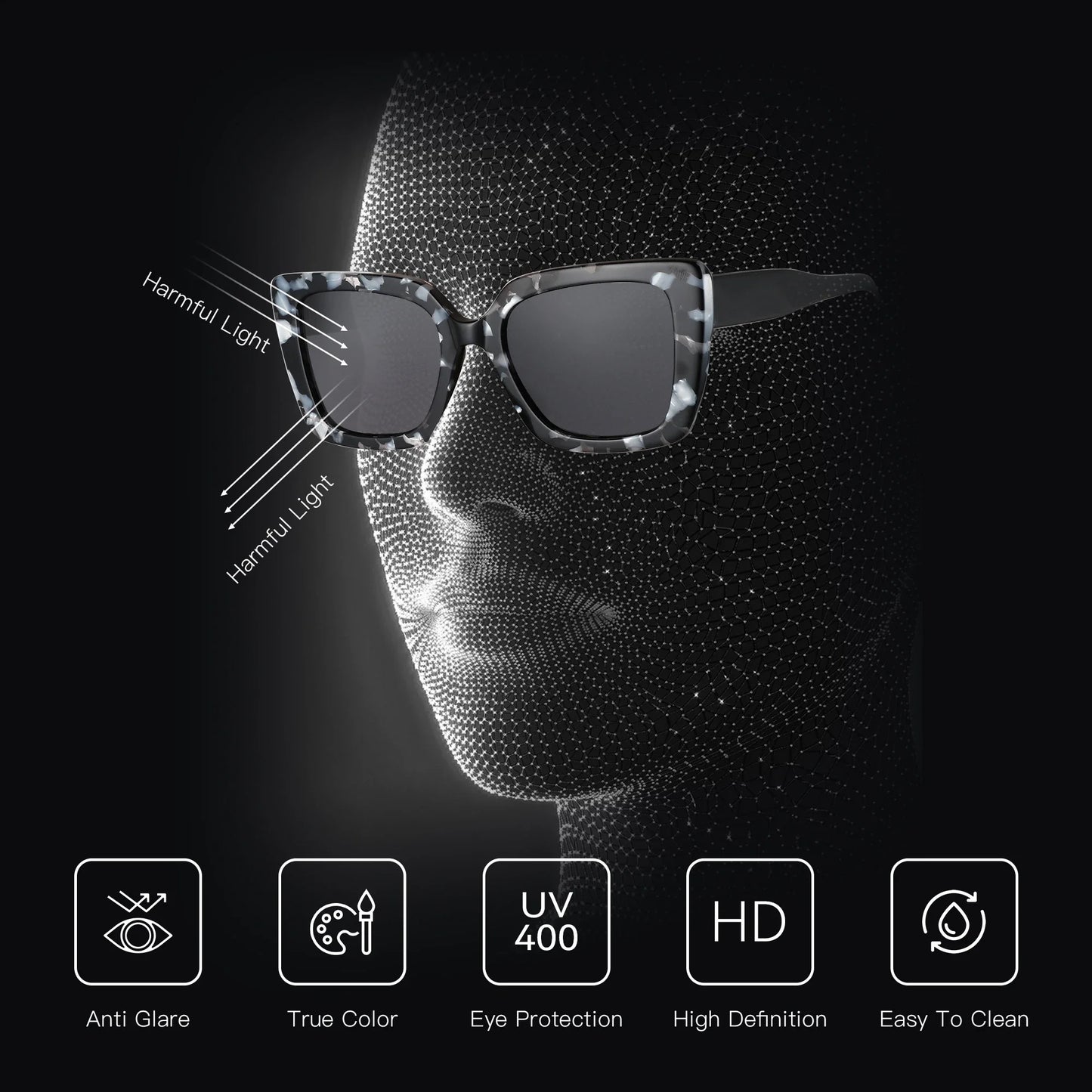 ZENOTTIC 2025 Square Polarized Sunglasses Women Thick Frame UV400 Protection Acetate Sun Glasses for Ladies Shopping Gift