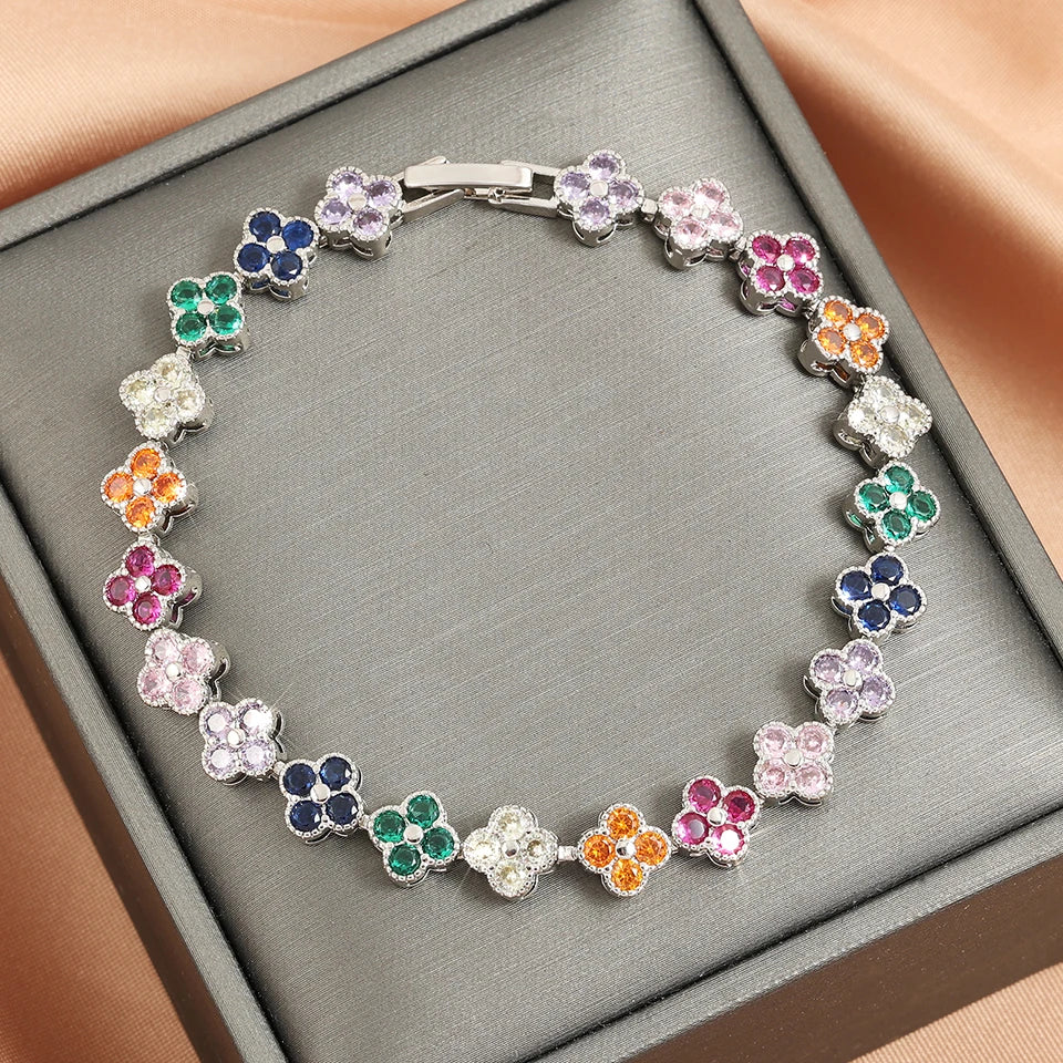 Exquisite, Cute, Sweet, Sparkling Crystal Jewelry Gift Piece, Rainbow Colored Lilac Zircon Bracelet, Fashionable Charm, Gorgeous