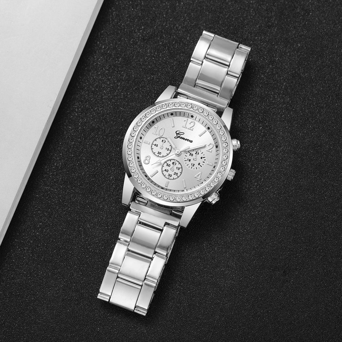Fashion Rhinestone Women Watches Ladies Alloy Band Arabic Dial Analog Quartz Wrist Watches(Without Box)
