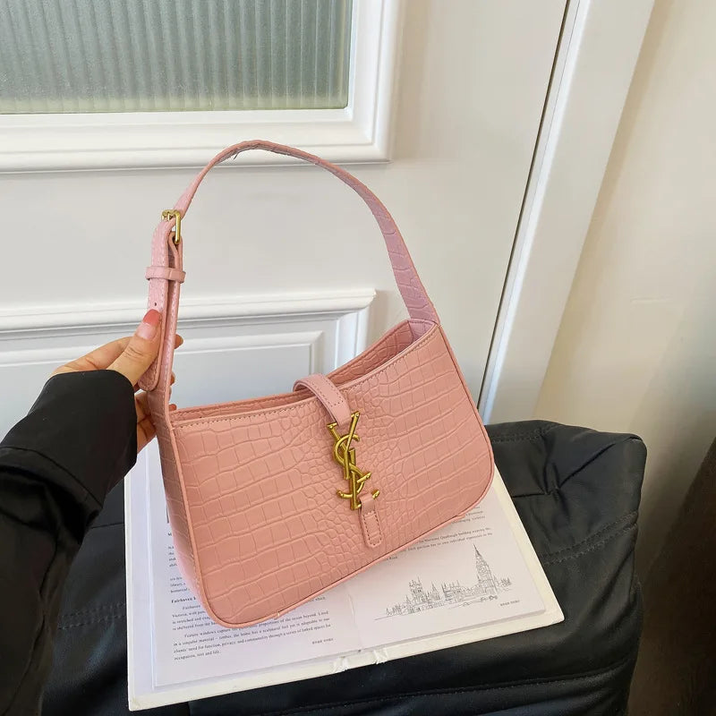 Fashion Stone Pattern Baguette Bag Is Popular This Year, Women's Fashion Trend PU Handbag Casual Shoulder Armpit Bag