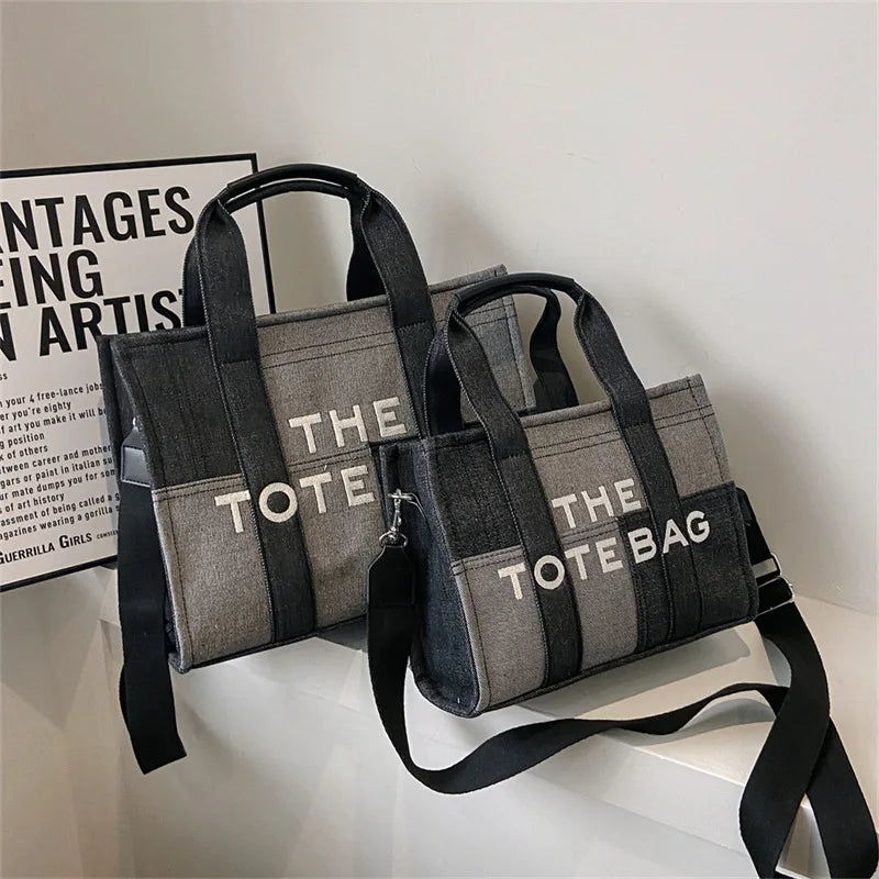 Fashion Popular Women's Tote Bag Trend Brand Denim Embroidery Crossbody Bag Classic Elegant Shoulder Bag Designer Luxury Handbag