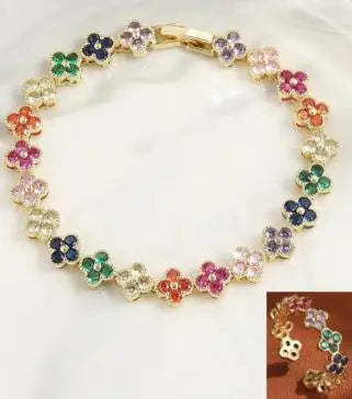 Exquisite, Cute, Sweet, Sparkling Crystal Jewelry Gift Piece, Rainbow Colored Lilac Zircon Bracelet, Fashionable Charm, Gorgeous