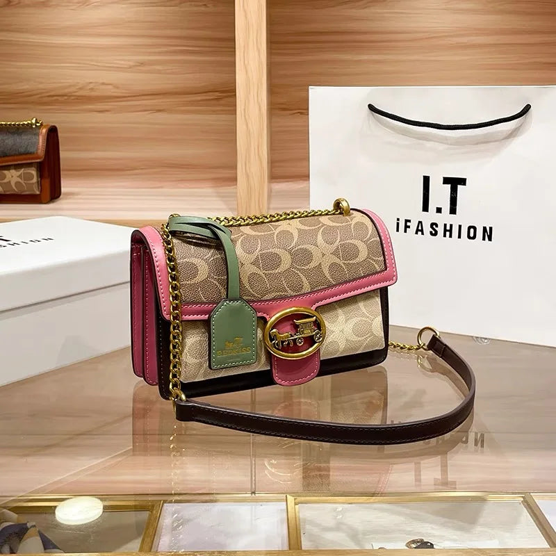 Light luxury women's bag 2025 new high-end color contrast single shoulder underarm bag designer fashionable crossbody small squa