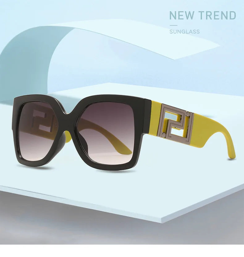 Luxury Brand Design Oversized Women's Sunglasses ,Stylish Elegant Commuting Sunglasses ,Square Retro Gradient Tone Sunglasses.