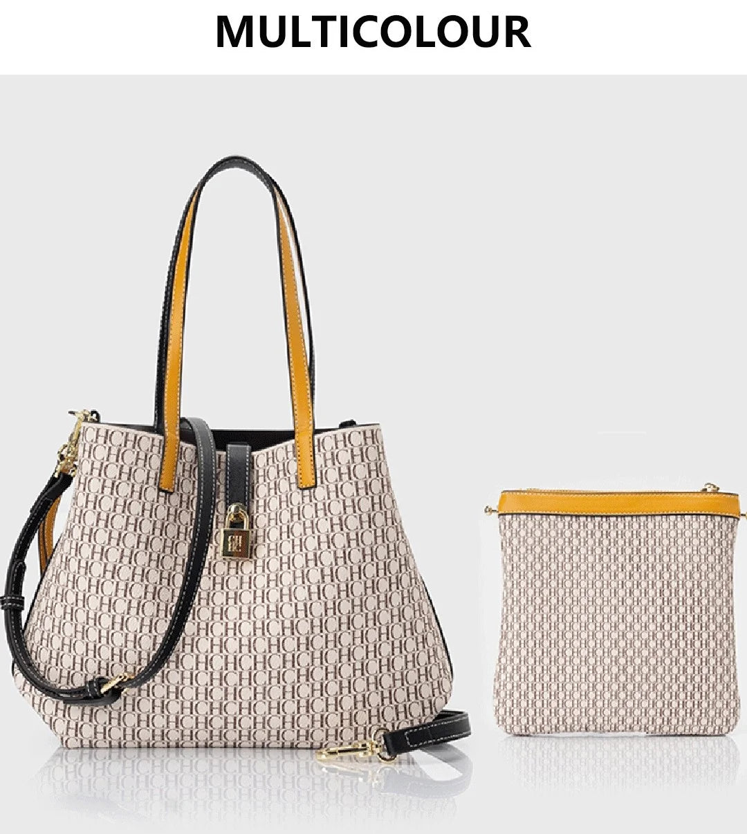 CH Premium Versatile Leather Crossbody Bag Ladies Large Capacity Daily Commuter Tote Bag Letter Print Design Ladies Fashion