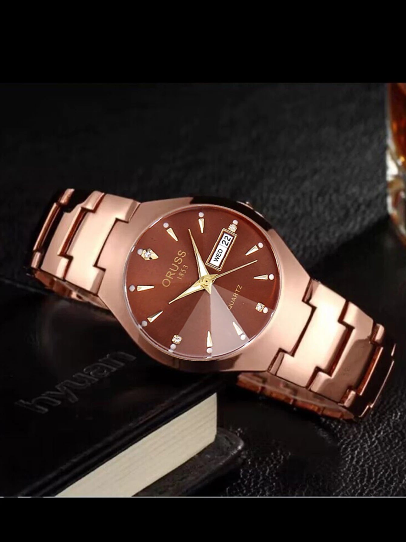 ORUSS Relogio Feminino Couple Watch Men Quartz watch for Lovers Luxury Womens wristwatch Week Display Stainless Steel Waterproof