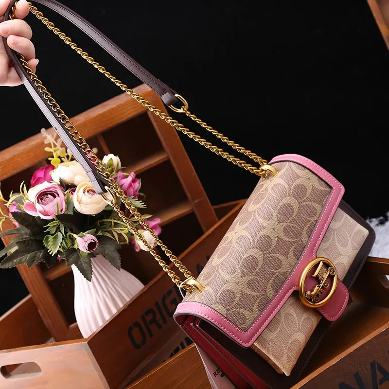 Light luxury women's bag 2025 new high-end color contrast single shoulder underarm bag designer fashionable crossbody small squa